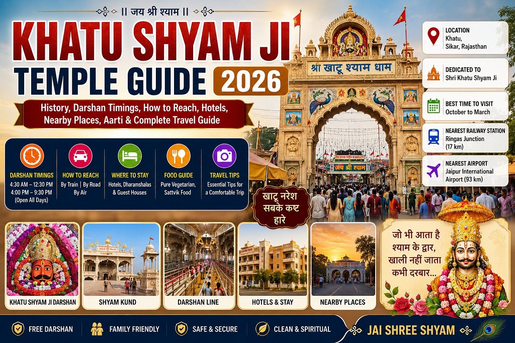 Khatu Shyam Ji Temple Guide 2026 – Darshan Timings, Route, Hotels, Budget & Complete Travel Guide