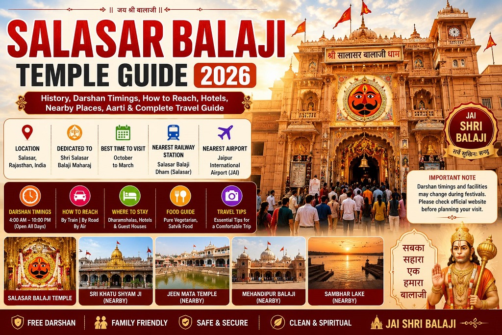 Salasar Balaji Temple Guide 2026 – Darshan Timings, Route, Hotels, Budget & Complete Travel Guide