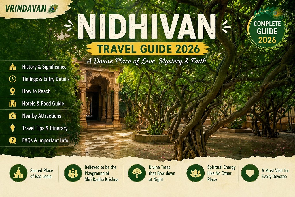 Nidhivan Travel Guide 2026 featuring the sacred forest of Vrindavan, history, Ras Leela belief, timings, entry details, route and complete visitor guide