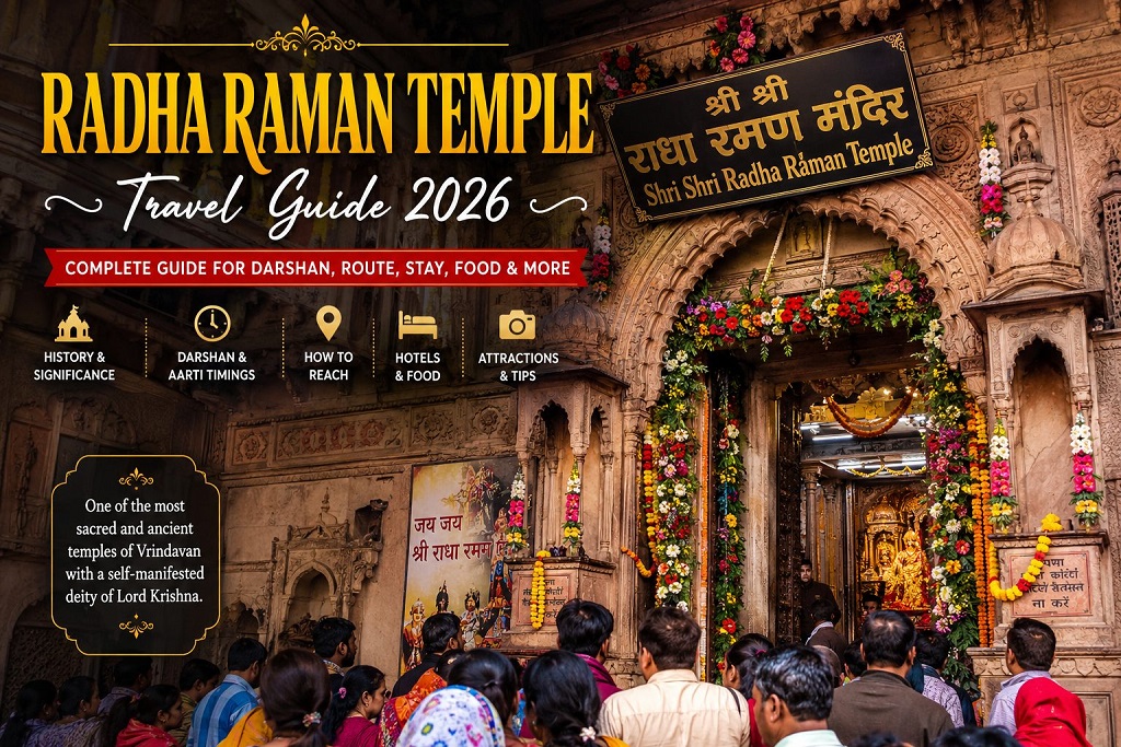 Radha Raman Temple Vrindavan Travel Guide 2026 showing the sacred temple, Swayam Prakat deity, darshan timings, history, route and complete visitor guide