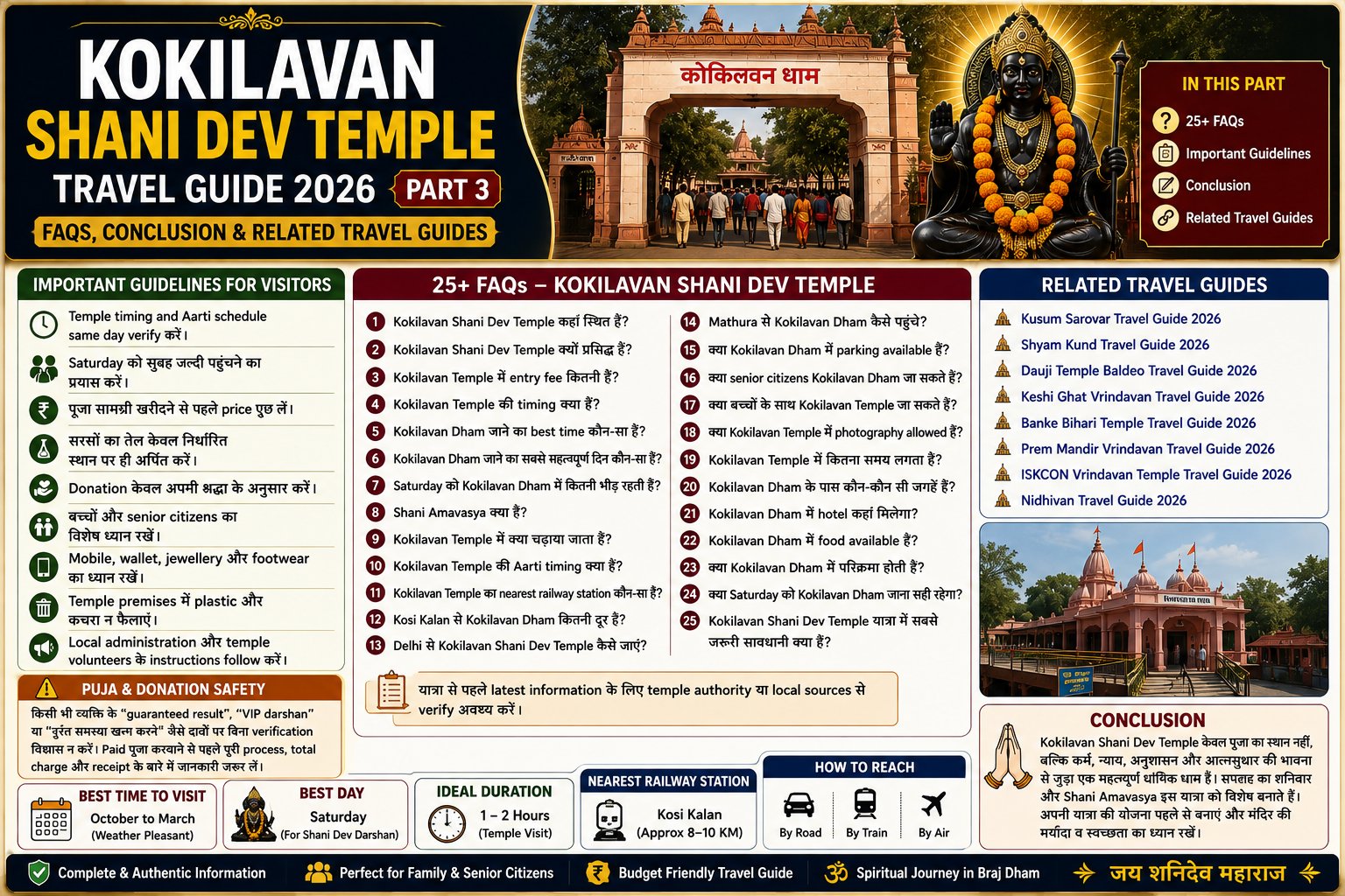 Kokilavan Shani Dev Temple Travel Guide 2026 FAQs, Visitor Guide, Travel Tips, Mathura Uttar Pradesh